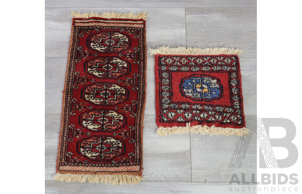 Collection Four Small Hand Knotted Wool Persian Rugs