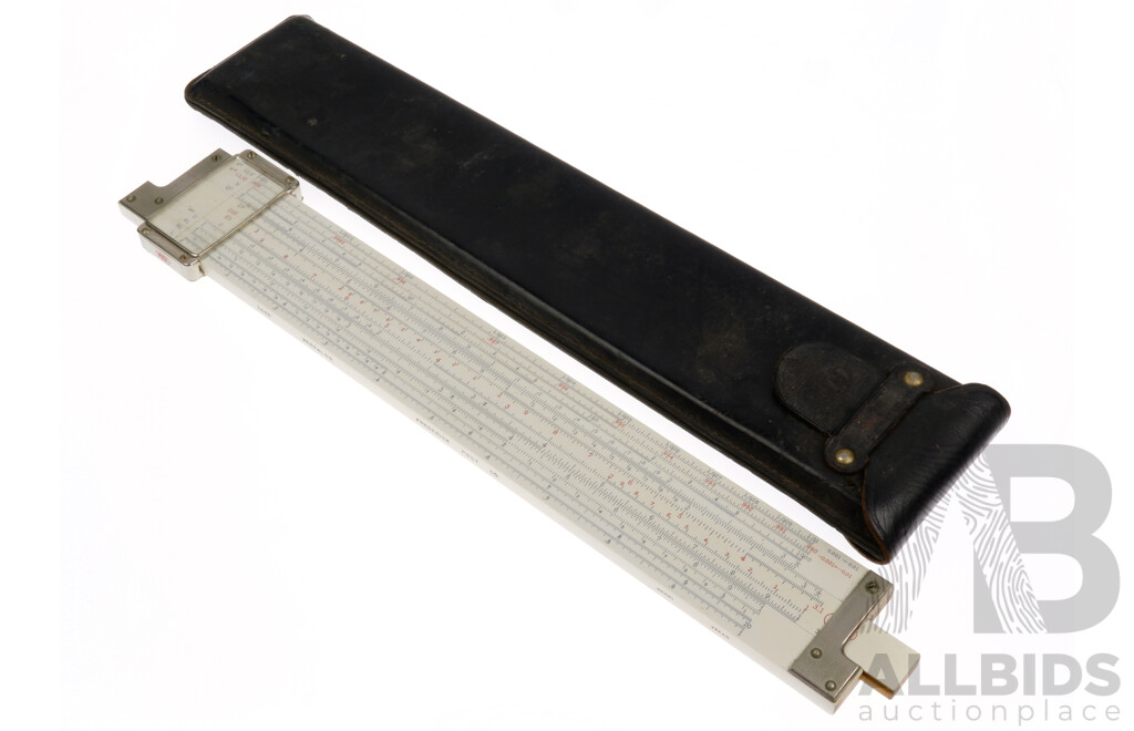 Vintage Frederick Post Versalog 1460 Slide  Adjustable Ruler in Original Leather Case