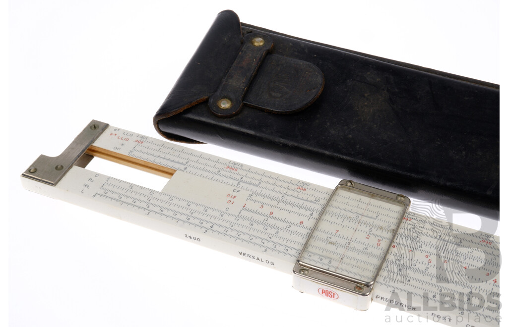 Vintage Frederick Post Versalog 1460 Slide  Adjustable Ruler in Original Leather Case