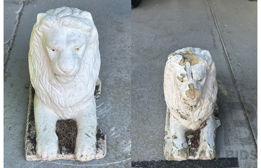 Pair of Cast Concrete Entrance Lions