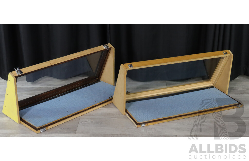 Pair of Glass Front Table Top Display Cases with Pinboard Backing