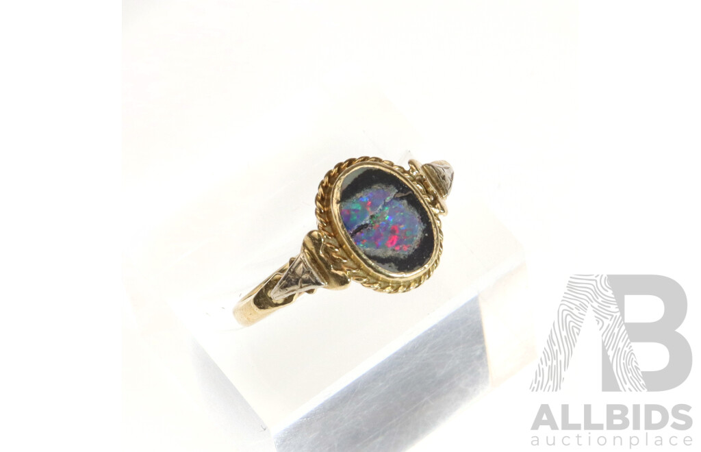 10ct Vintage Sliced Opal Ring, Size P, 2.11 Grams