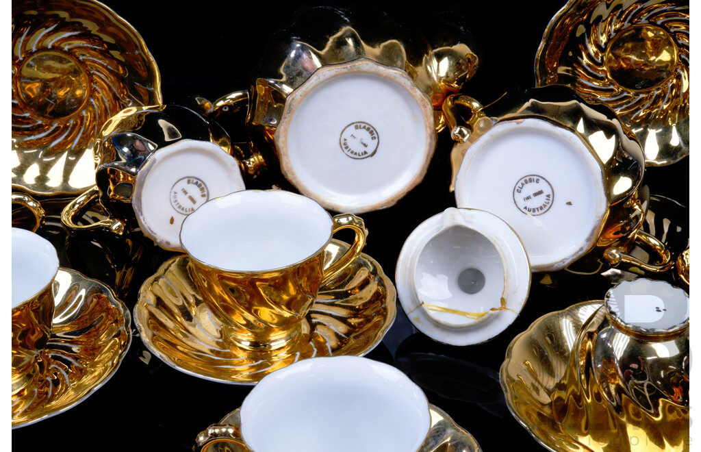 Vintage 15 Piece Gilt Design Tea Service by Classic Fine China Australia