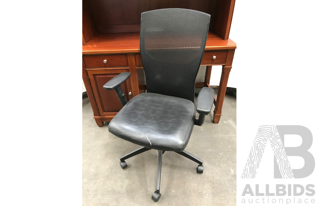 Thomasville Writing Desk With Hutch and Mesh Backed Office Chair