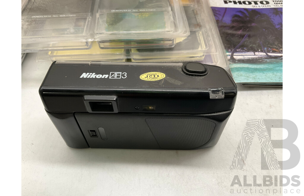 NIKON AF3 Camera , MINOLTA Lenses, HITACHI Telecine DP Adaptor, COKIN Cromofilters & Assorted Photography Equipment