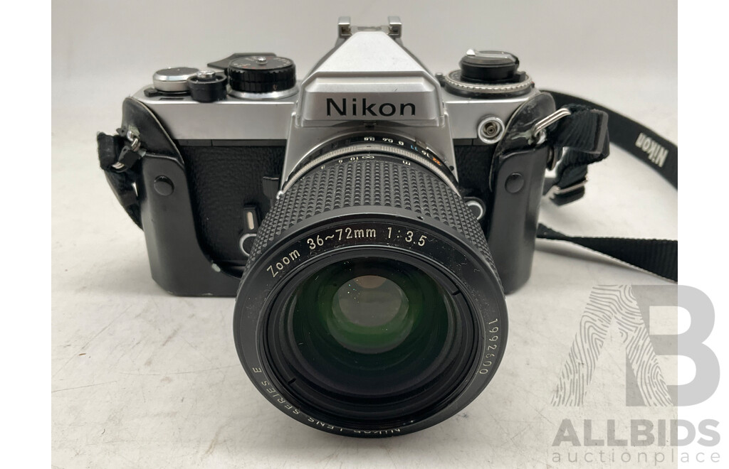 NIKON FE Camera W/ NIKON Series E Zoom 36-72mm 1:3.5 Lens