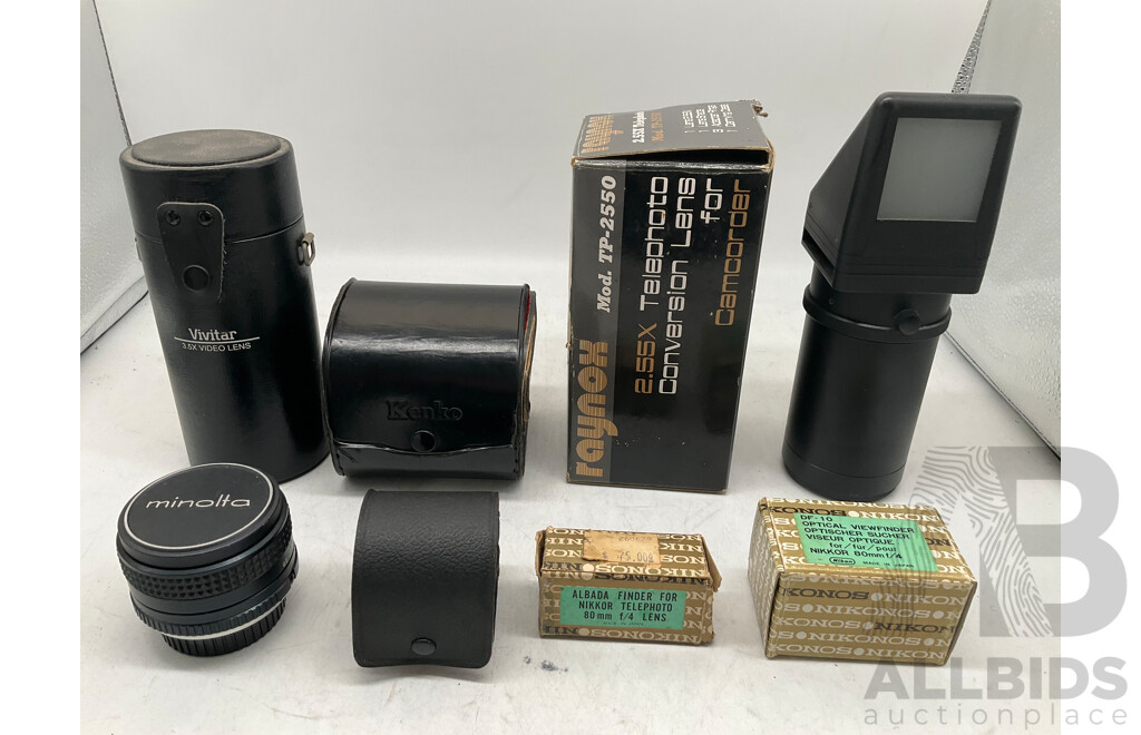 Assorted Camera Lenses & Photography Equipment