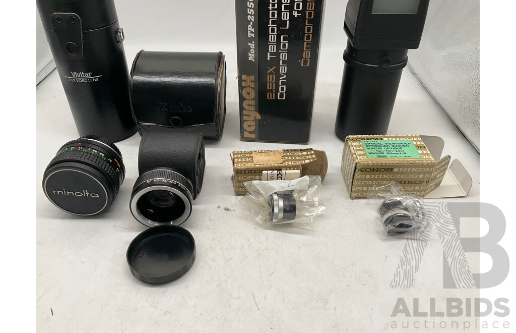 Assorted Camera Lenses & Photography Equipment