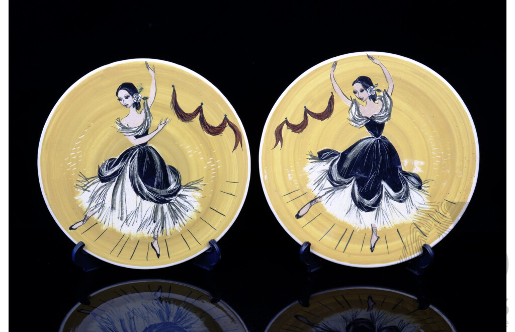 Hand Made and Decorated Martin Boyd Pottery Spanish Dancer Display Plates