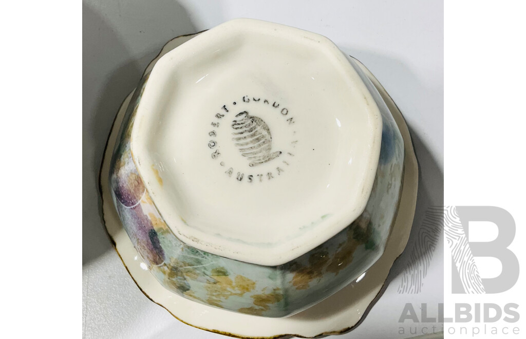 Collection of Carlton Ware Short Cake Stands in Peony, a Robert Gordon Sugar Bowl and More