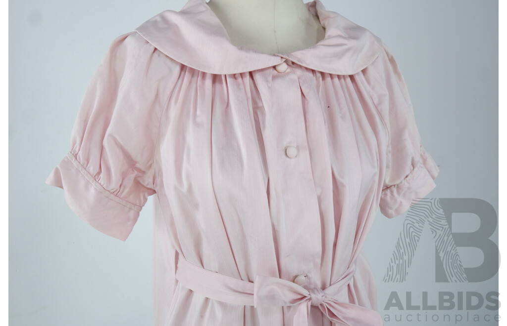 Vintage Handmade Pink Silk Dressing Gown