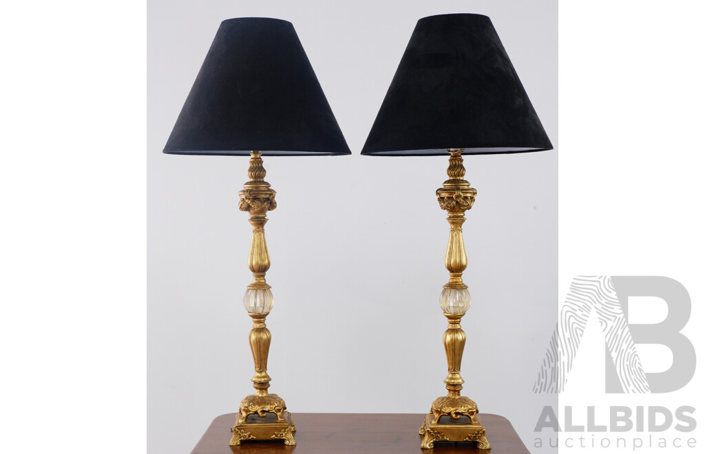 Pair of Antique Style Gold Table Lamps