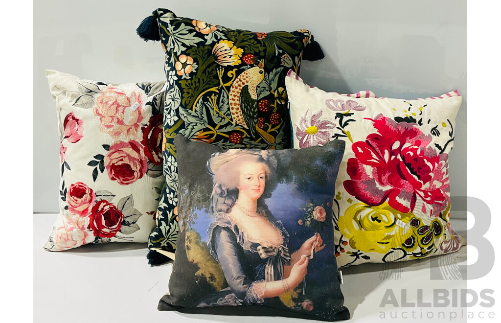 Collection of Four Decorative Cushions Including Teo Jasmin Lady with Flower and More