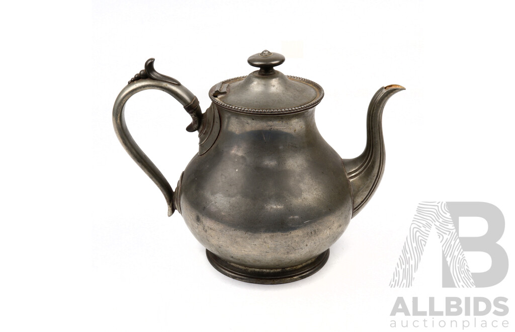 Large Antique James Dixon and Sons Pewter Teapot