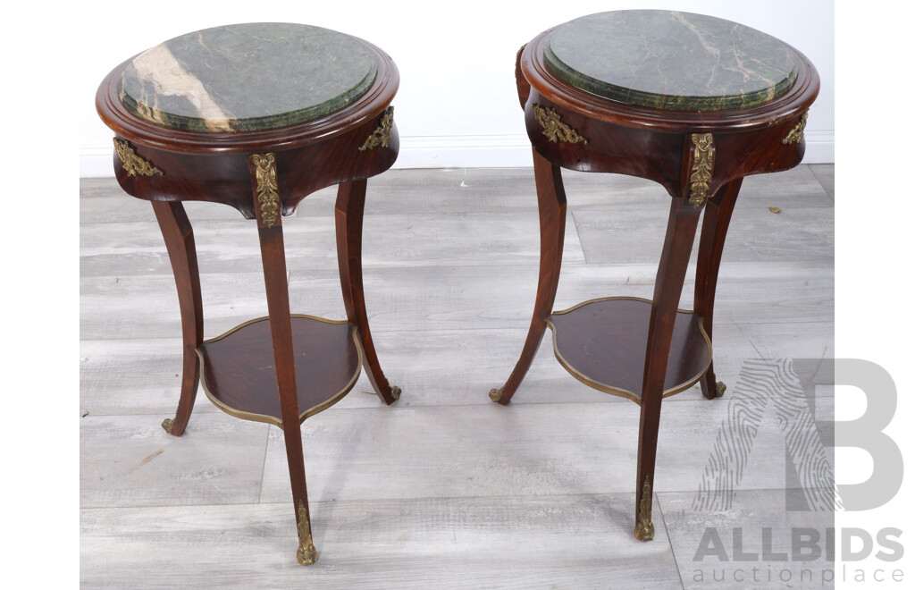 Pair of French Style Marble Top Jardinier Stands