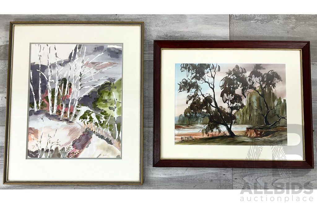 Mary Rochford, River Scene, Watercolour, Together with Another Watercolour (2)