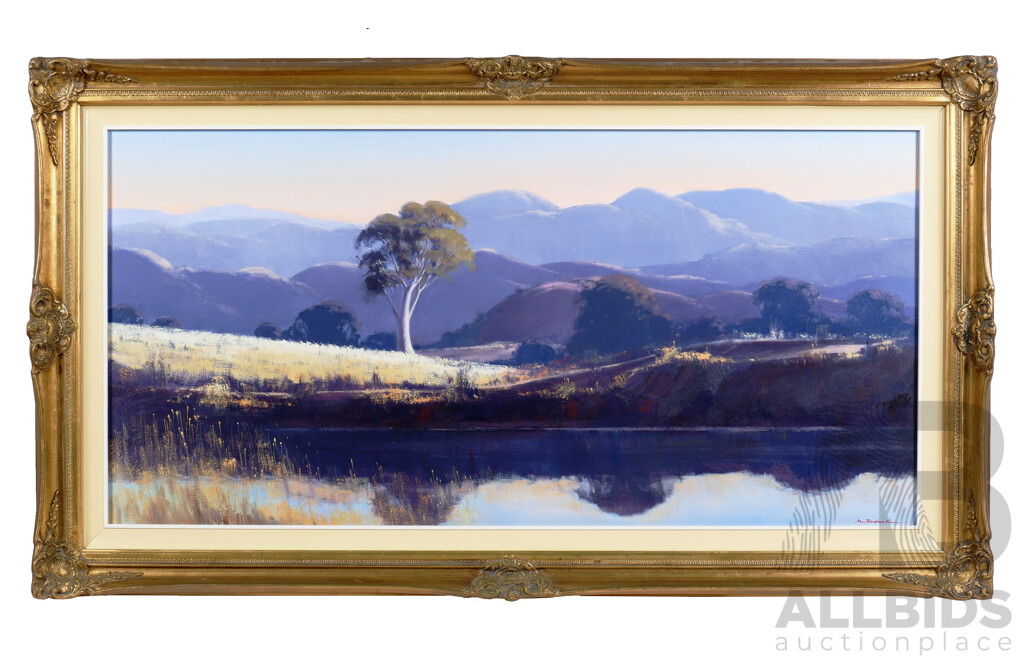 Mark Redzic, Sunset Over the Brindabella Ranges, Oil on Canvasboard