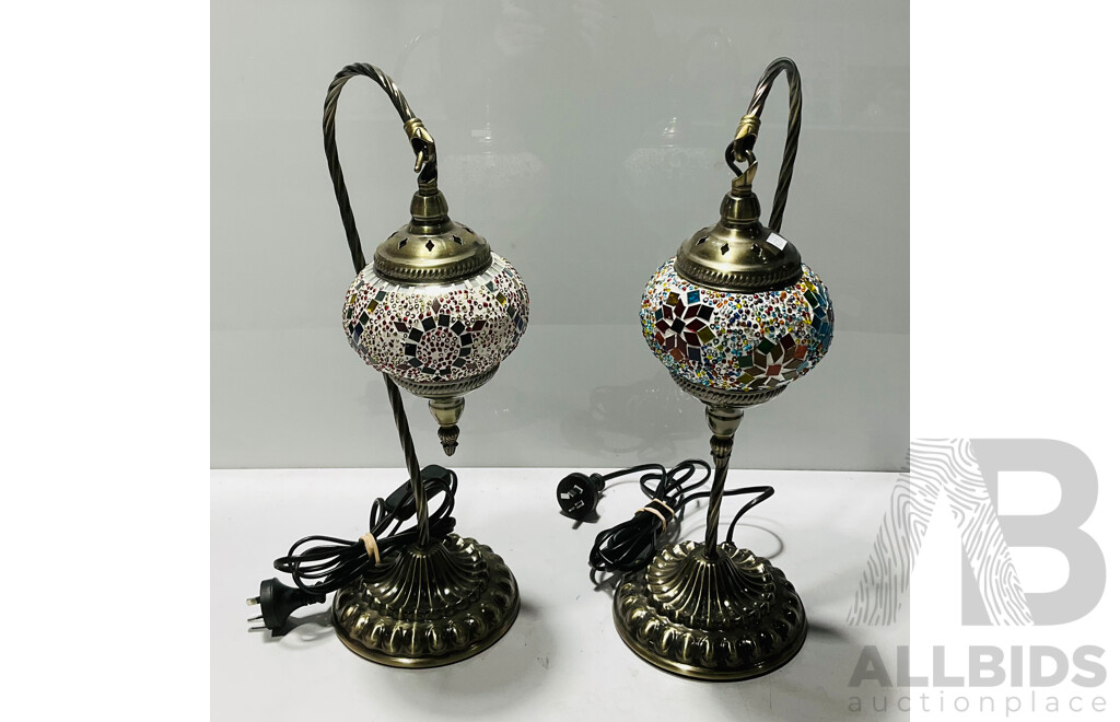 Pair of Decorative Mosaic Moroccan Style Table Lamps