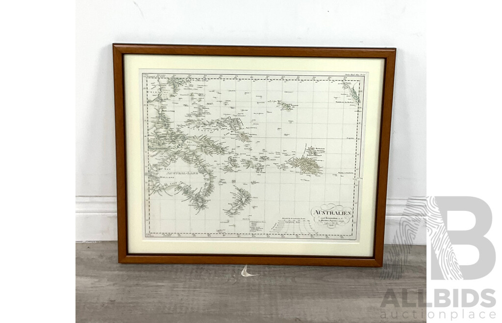 Framed Antique Map of Australia, From the Stielers Hand Atlas 1826