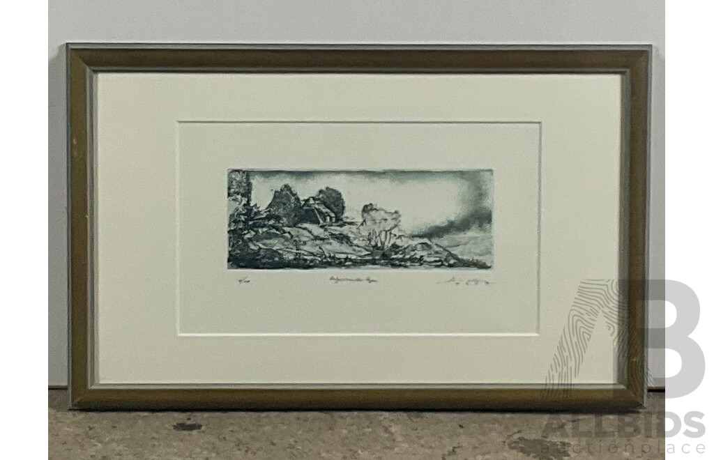 Two Framed Artworks - German Etching Signed Indistinctly together with a Gustav Vigeland Offset Print (2)