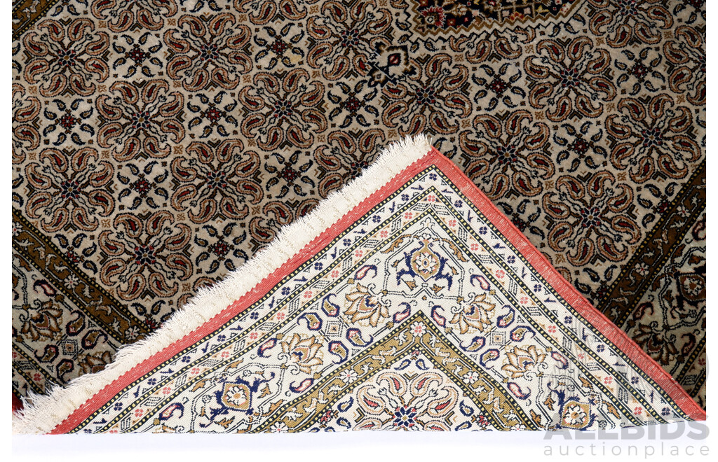 Very Fine Hand Knotted Persian Silk Rug with Paisley Design