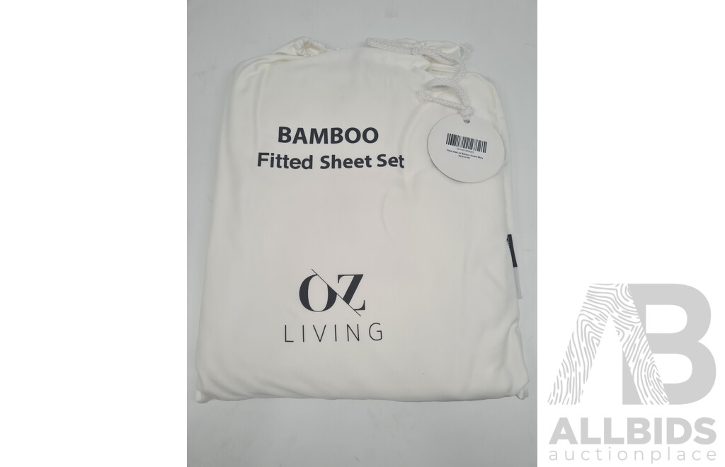OZ LIVING Bamboo Fitted Sheet Set White (Double) 400TC - ORP$170