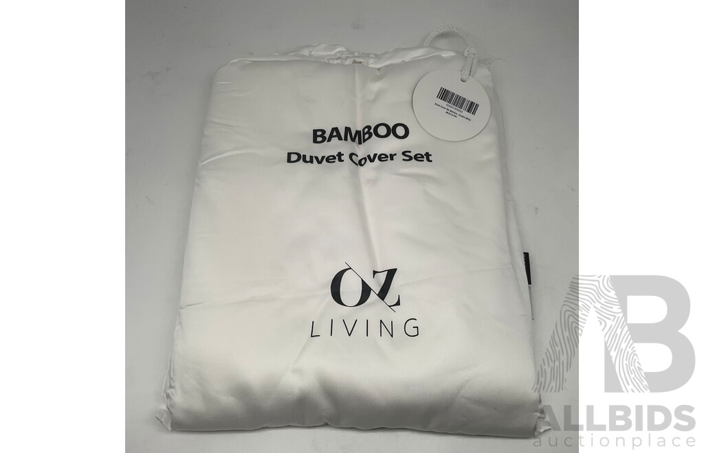 OZ LIVING Duvet Cover Set Bamboo White (Double) 400TC - ORP $220