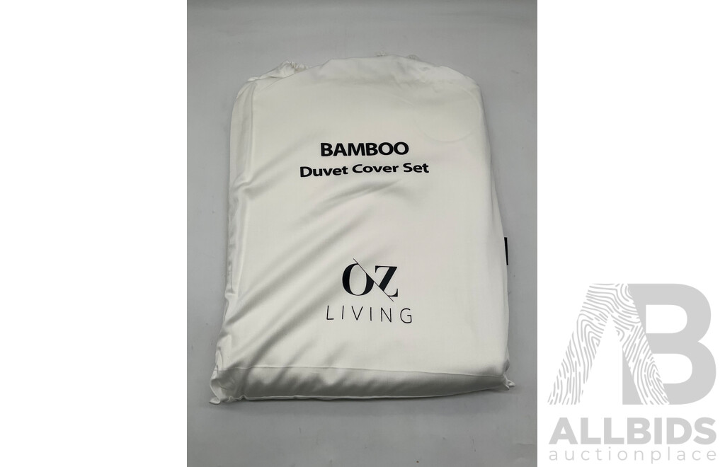 OZ LIVING Duvet Cover Set Bamboo White (Queen) 400TC - ORP $240