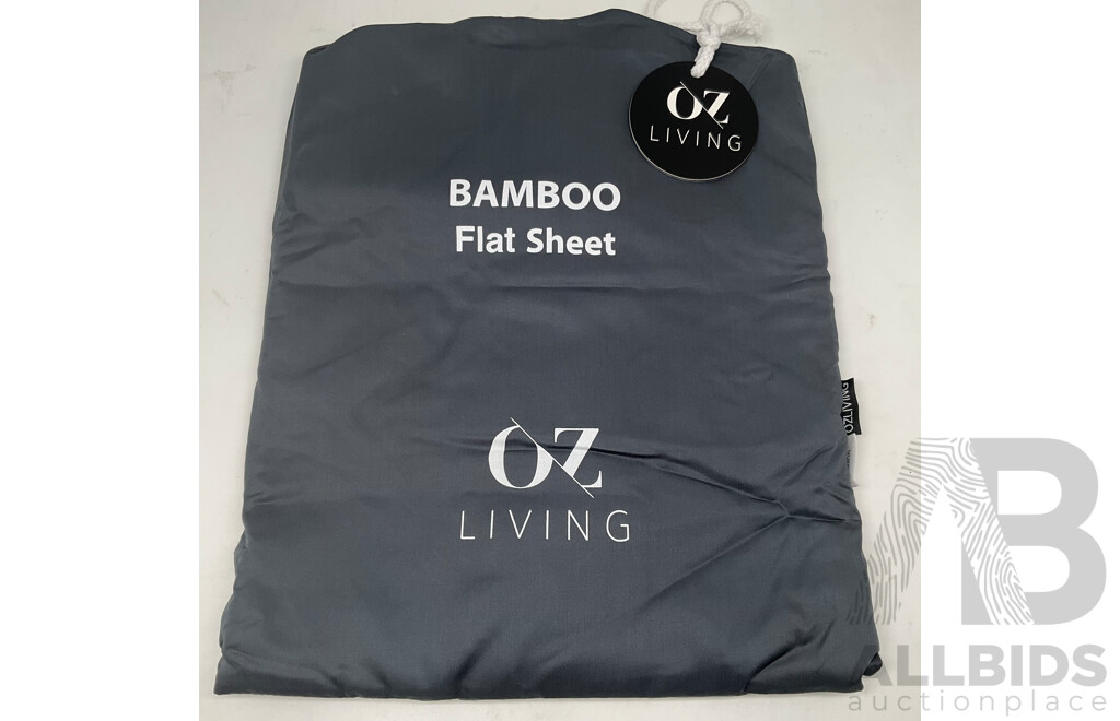 OZ LIVING Flat Sheet Bamboo Charcoal (King) 400TC - ORP $140