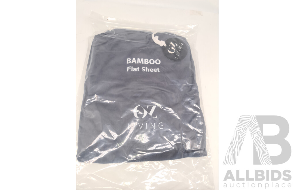 OZ LIVING Bamboo Flat Sheet Charcoal (Double) 400TC - ORP$110
