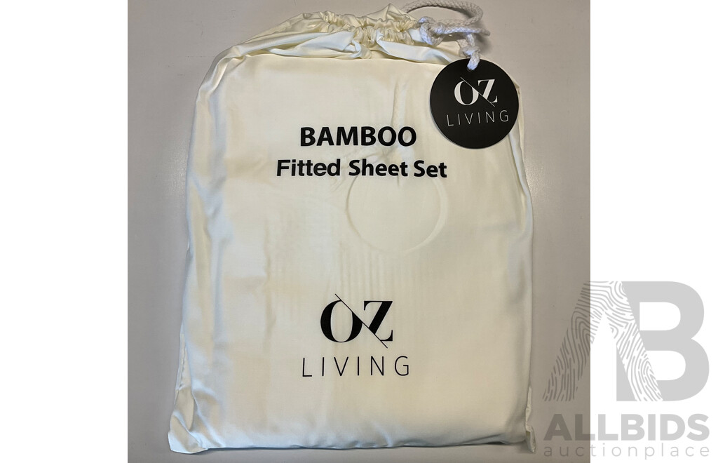 OZ LIVING Bamboo Fitted Sheet Set Beige (Double) 400TC - ORP$170
