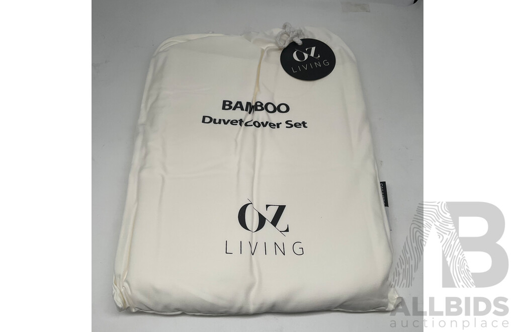 OZ LIVING Duvet Cover Set Bamboo Beige (Double) 400TC - ORP $220