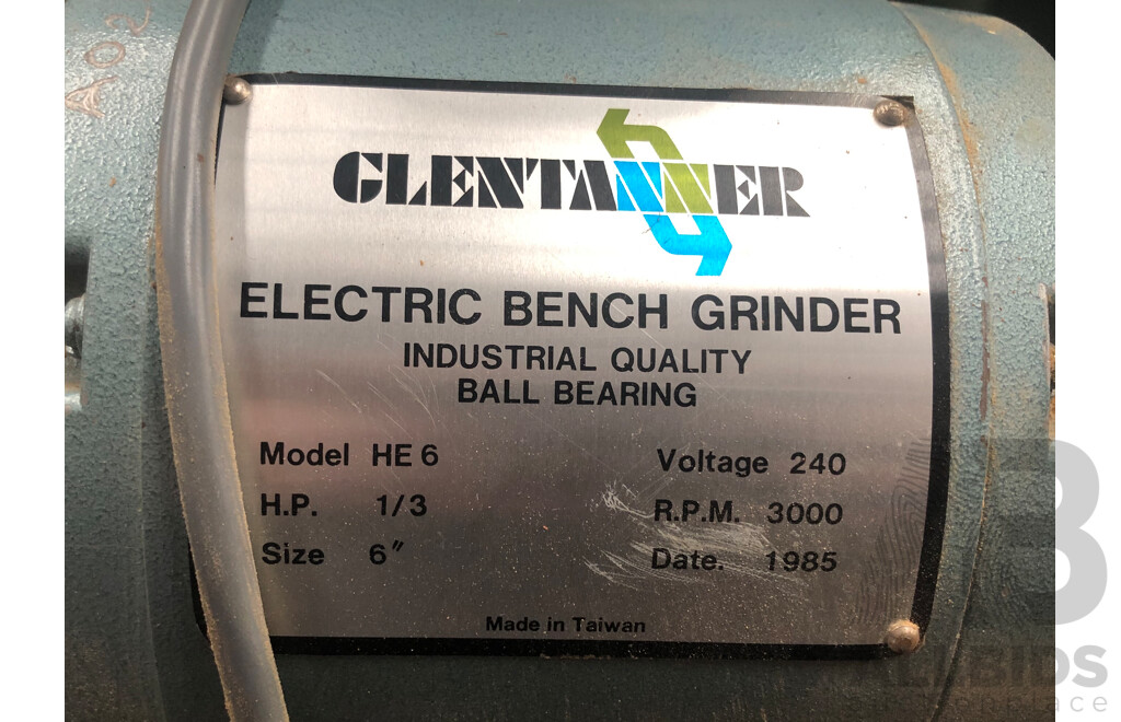 Glentanner HE6 Electric Bench Grinder and Another Vintage Bench Grinder