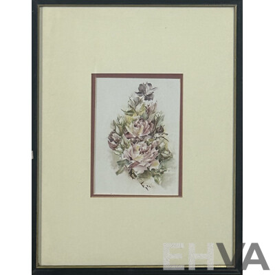 Bradford, (Date Unknown), Trio of Framed Floral Paintings, Mixed Media Watercolour and Other, 59 x 46 cm (largest Frame) (3)