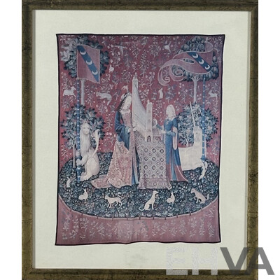 the Lady and The Unicorn, Lovely Collection of the Six Framed Reproduction Print Copies of the Original Tapestries Woven in Wool & Silk (15th Century),, 32 x 26 cm (frame) (6)