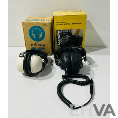 Retro Maruni Hi-fi Series Dynamic Stereo Headphones and SE-20A Stereo Headphones Pioneer