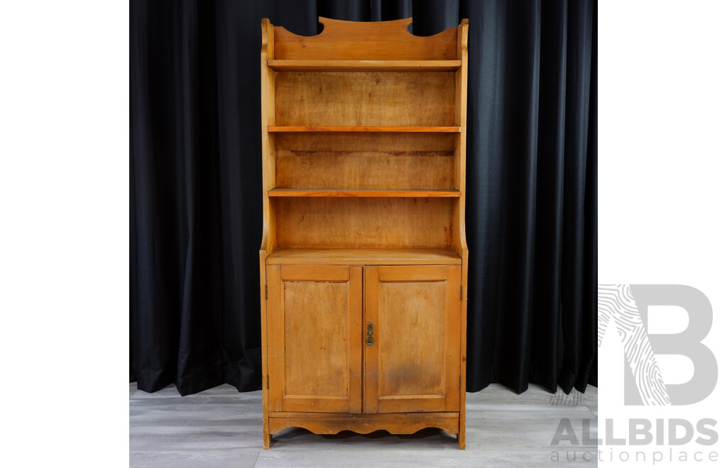 Baltic Pine Open Bookcase with Cabinet Base