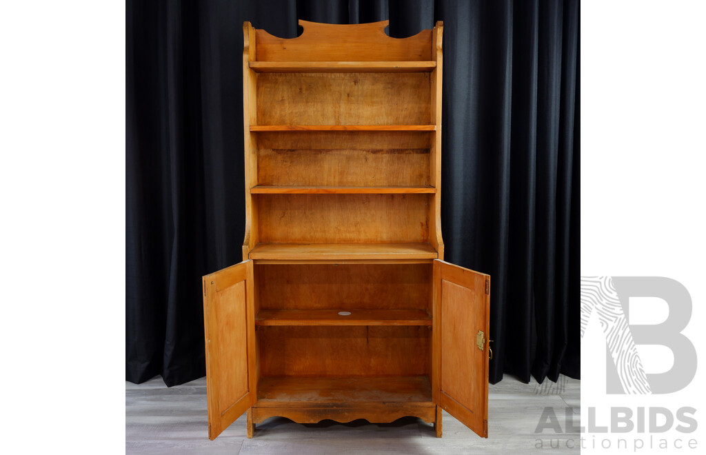 Baltic Pine Open Bookcase with Cabinet Base