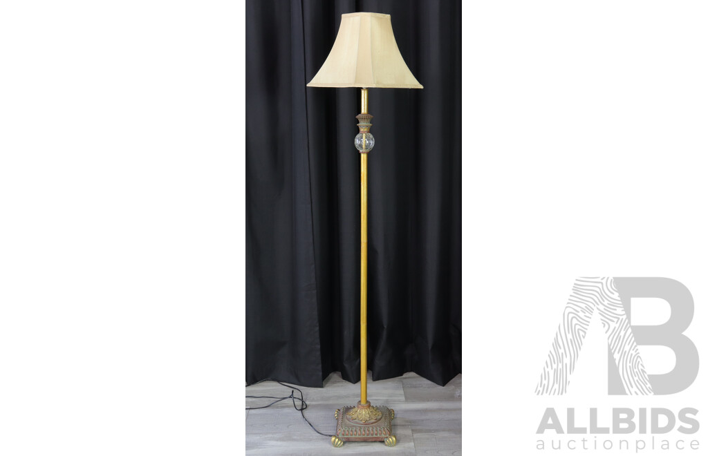 Brass Floor Lamp with Glass Highlight