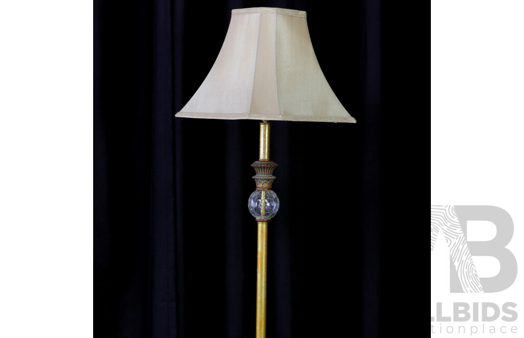 Brass Floor Lamp with Glass Highlight