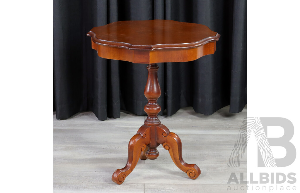 Single Pedestal Wine Table with Sheild Shaped Top