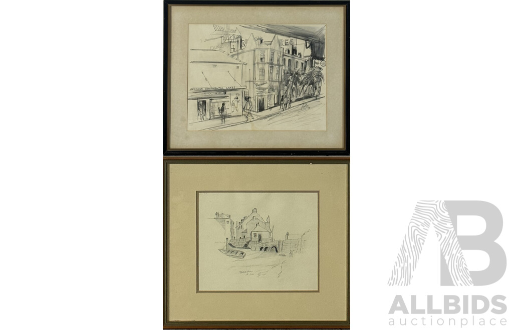 Tony Rafty OAM, (20th Century, Australian, 1915-2015), Delicious Continental Cakes Meets Casbah, Ink on Paper, 43 x 51 cm (frame); Alongside Pencil Study(2)