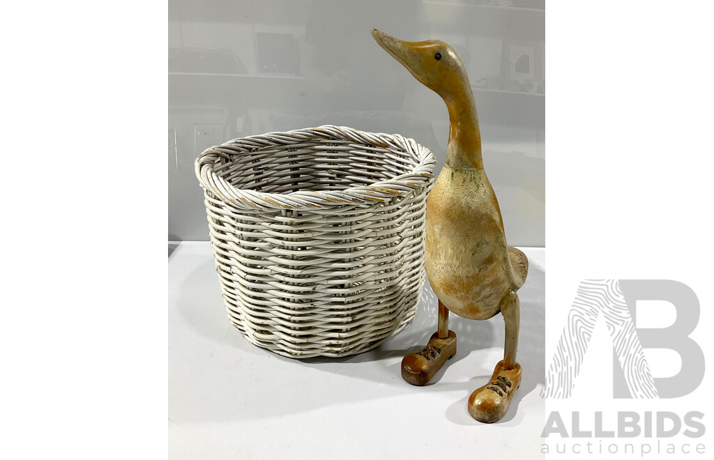 Handsome Timber Duck and Cane Basket