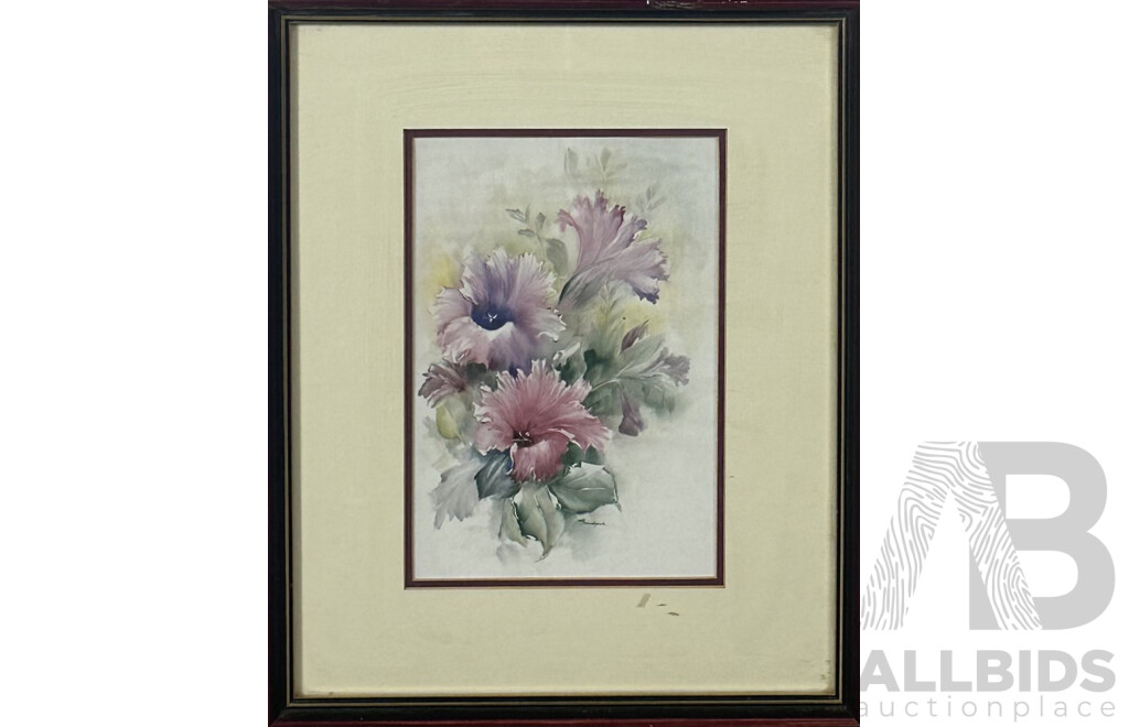 Bradford, (Date Unknown), Trio of Framed Floral Paintings, Mixed Media Watercolour and Other, 59 x 46 cm (largest Frame) (3)