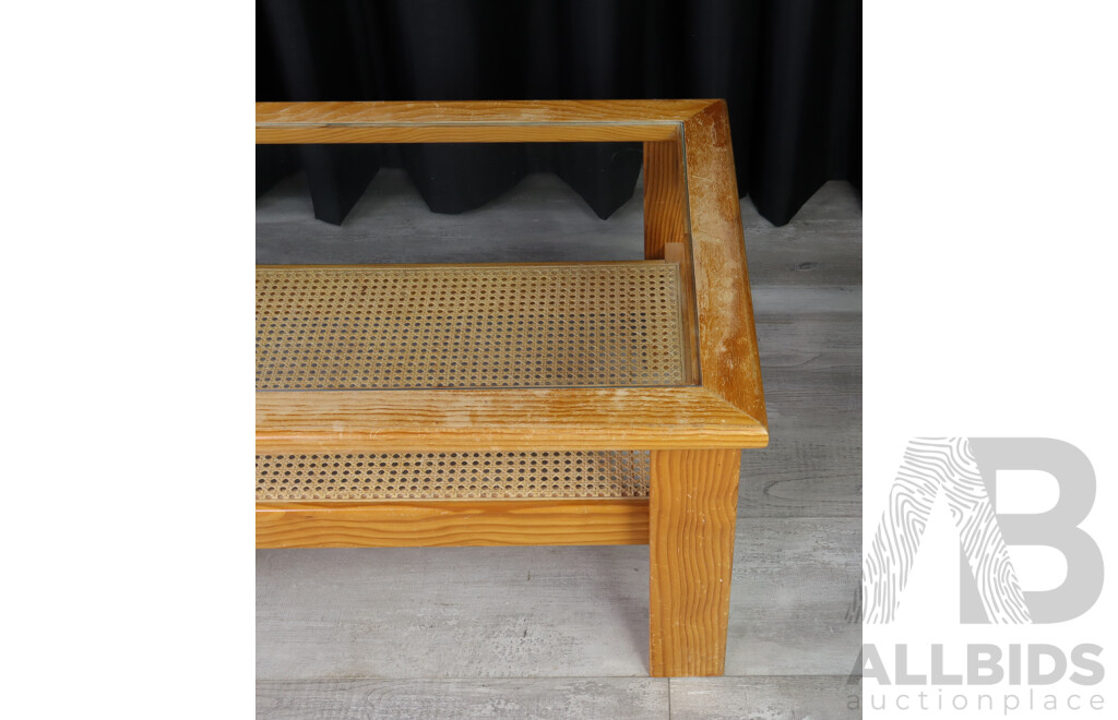 Retro Pine Glass Top Coffee Table