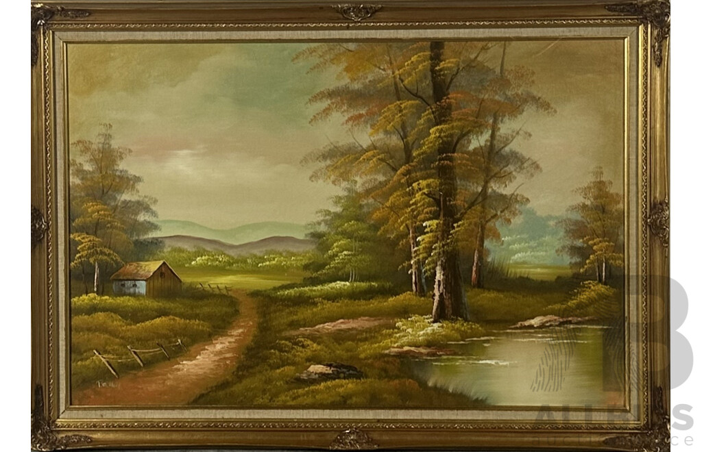 P. Frank, (Date Unknown), Lonely Road, Oil on Canvas Board, 74 x 104 cm (frame)