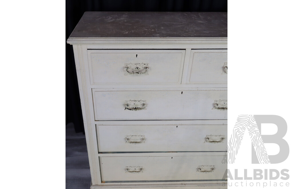 Painted Edwardian Pine Chest of Five Drawers