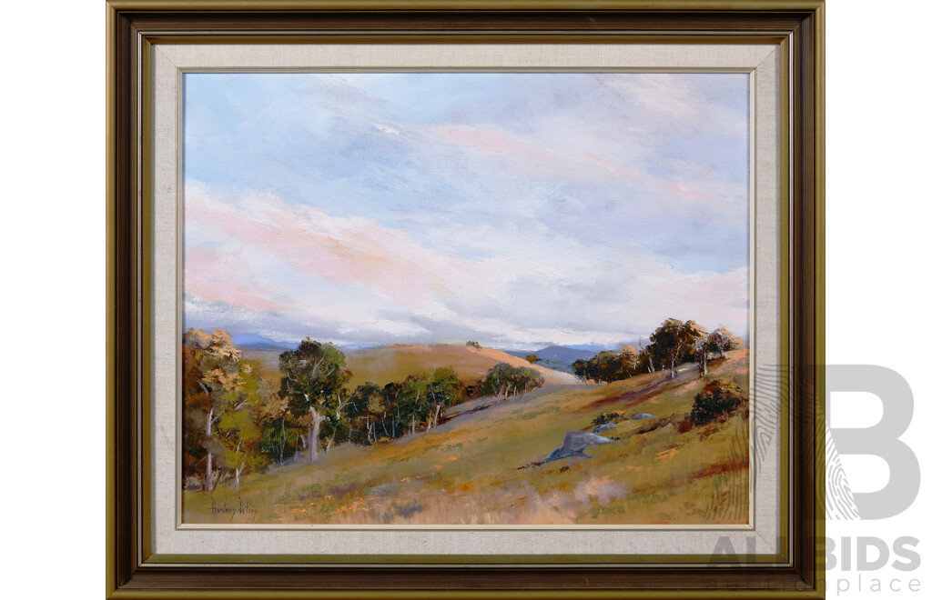 Audrey Peters, (20th Century, Australian), Afternoon Sky Canberra, Vintage Oil on Canvas, 52 x 62 cm (frame)