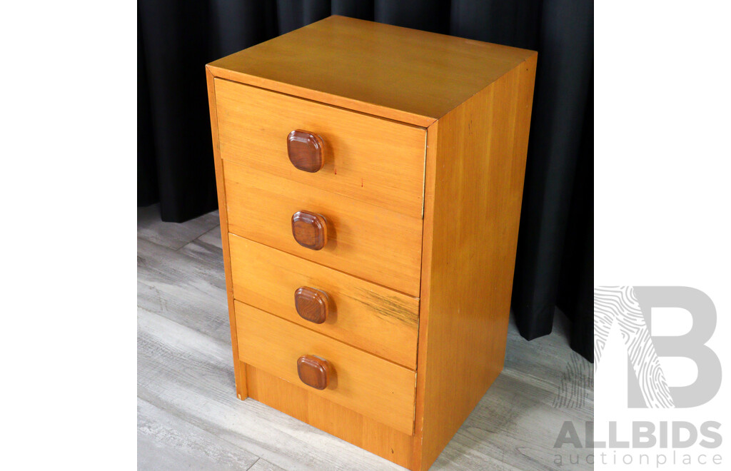 Pair of Mid Century Maple Four Drawer Bedside Chests