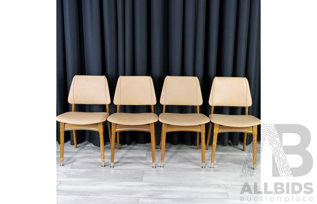 Set of Four Retro Vinyl Upholstered Dining Chairs by CRO